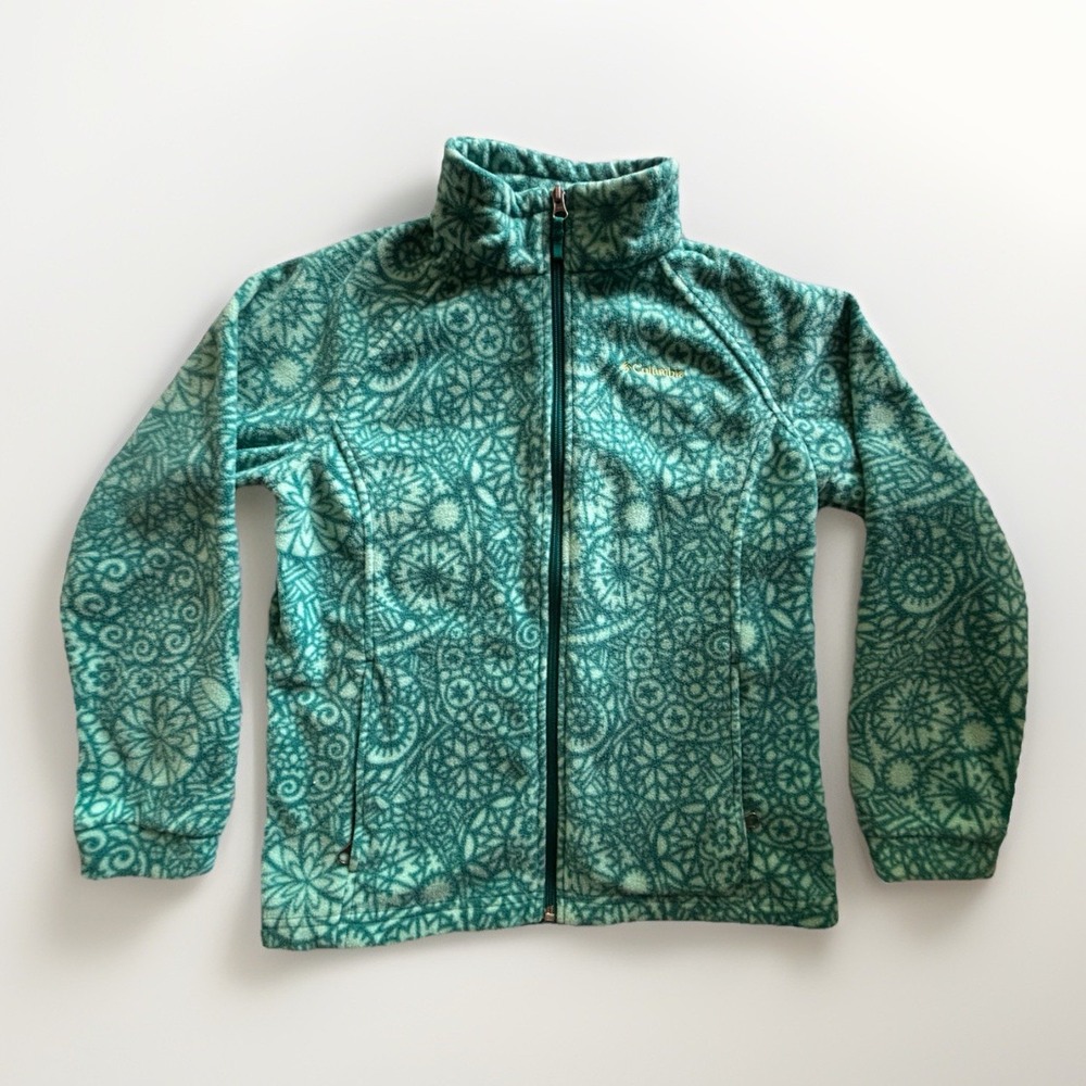 Columbia Sportswear Teal Green‎ Mandala Jacket Full Zip Fleece Sz XL (18 / 20)